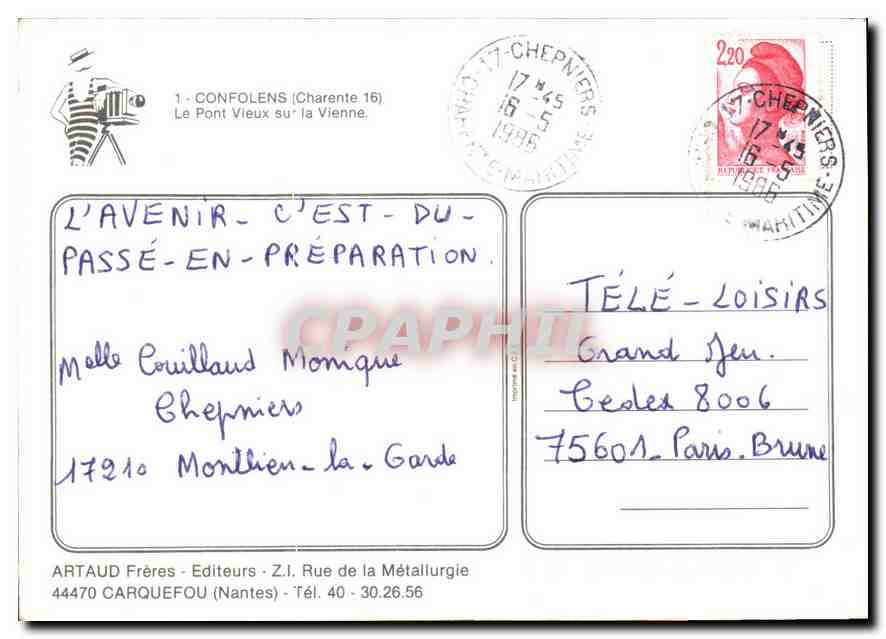CPM Confolens Charente Le Pont Vieux su la Vienne  — Rückseite