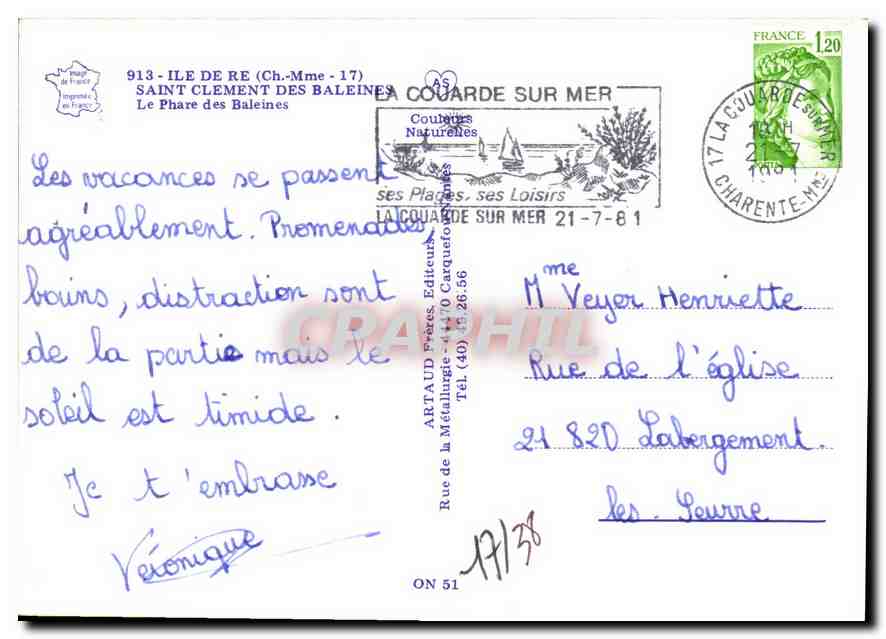 Leuchtturm der Wale — Île de Ré — Verlag Artaud Frères — Rückseite