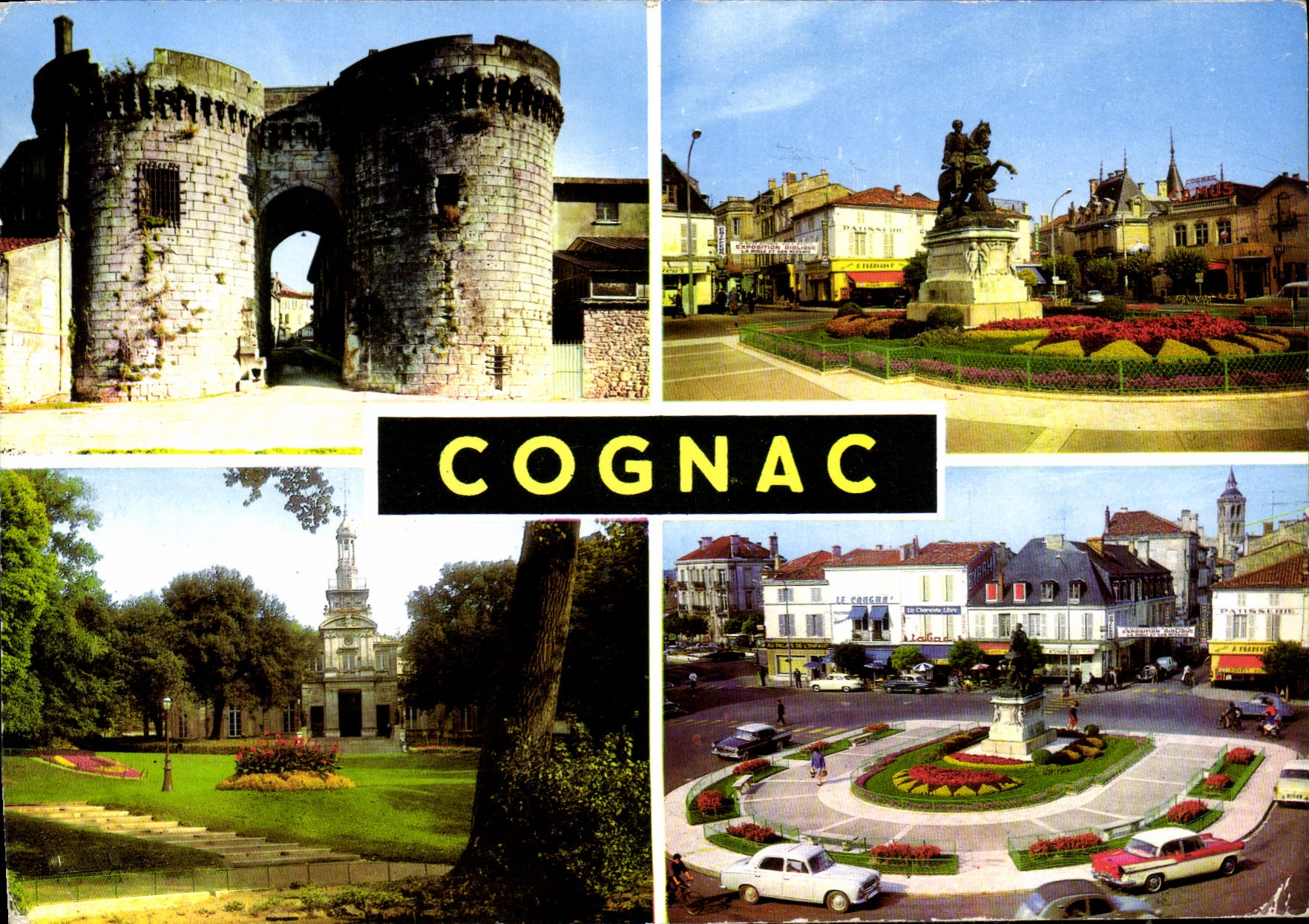 Cognac — vue de la porte médiévale, du square François 1er et du musée — Édition Cognac Berceau