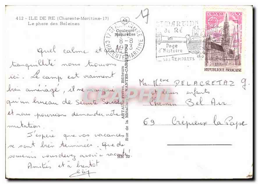 Modern Postcard/Modere Ansichtskarte Ile De Re Re Charente Maritime Le Phare des Baleines — Back