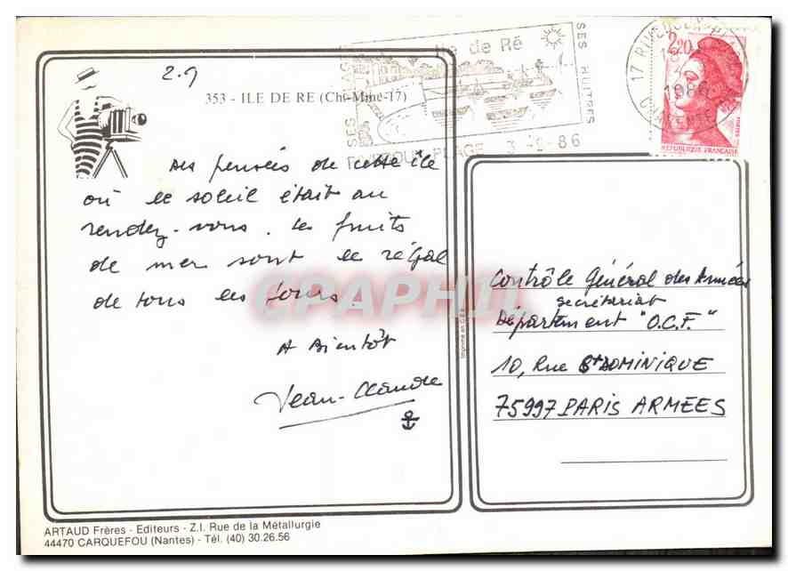 CPM Ile De Re Charente Maritime Angleterre Espagne  — Back