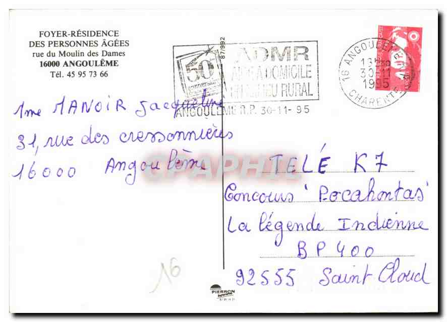 Angoulême — vue aérienne — CPAPHIL — Verso