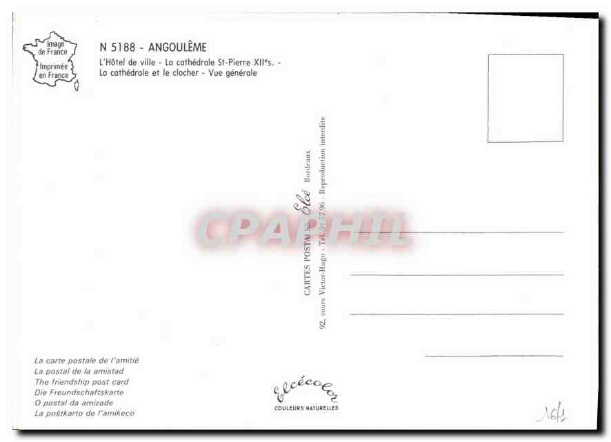Angoulême — Collage de sites historiques — Éditeur Élèe, n° 5188 — Rückseite