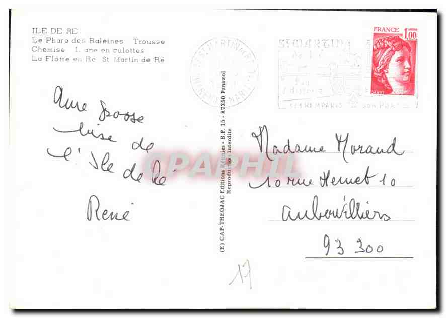 CPM Ile De Re Le Phare des Baleines Trousse Chemise L ane en culottes La Flotte en Re St Martin de R — Rückseite