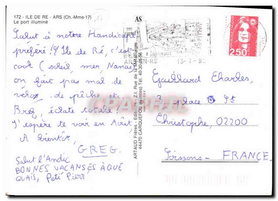CPM Ile De Re Ars Ch Mme Le port illumine  — Rückseite
