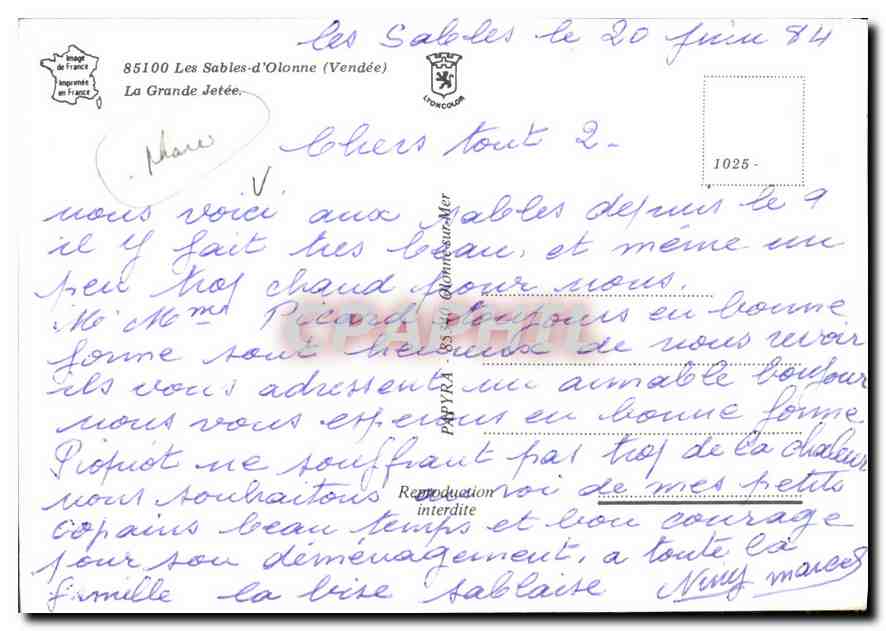 CPM Les Sables d'Olonne Vendee La Grande Jetee  — Verso