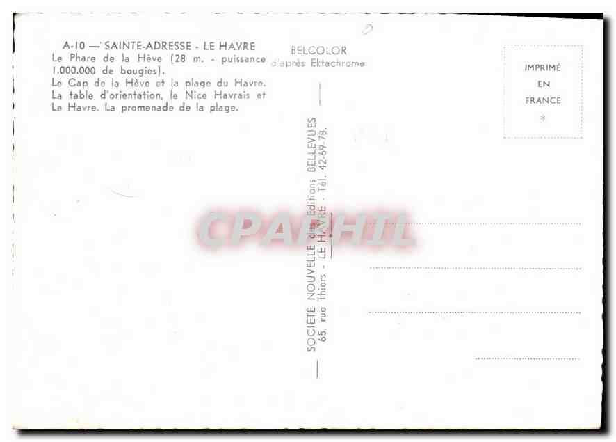 CPM Sainte Adresse Le Havre Le Phare de la Heve  — Rückseite