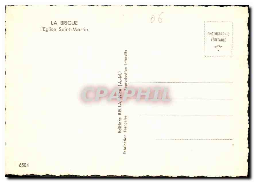 CPM La Brigue l'Eglise Saint Martin  — Rückseite
