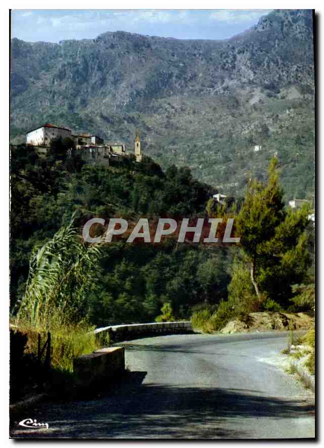 CPM Gorbio Vue sur le bourg Au fond Pas des Cabanelles 