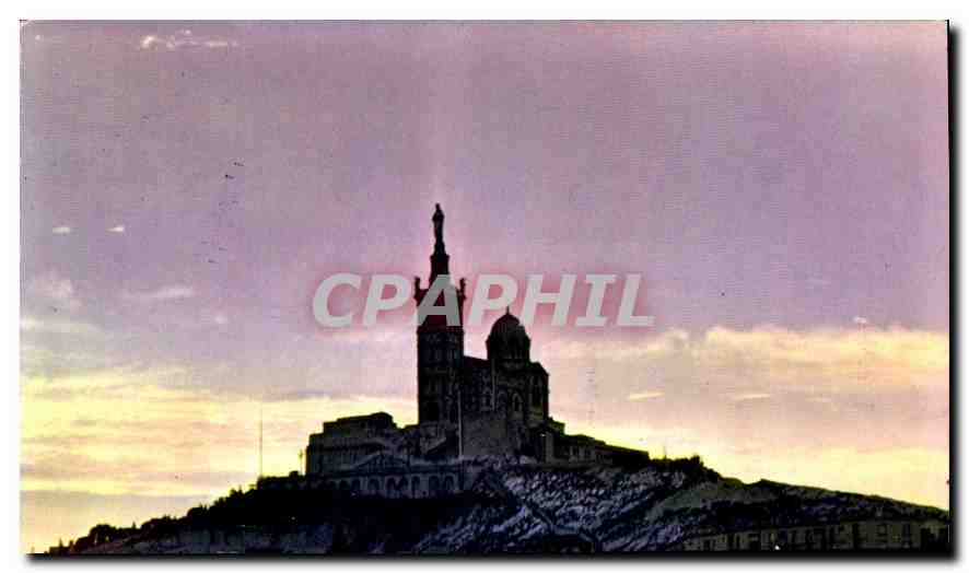 CPM Marseille Basilique N D de la Garde au Soleil couchant 