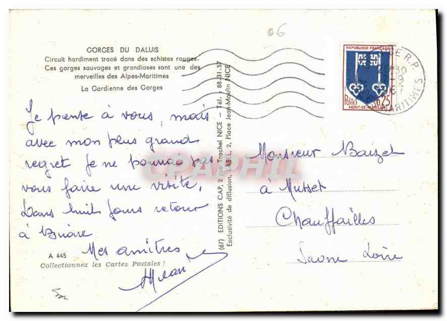 CPM Gorges du Daluis Circuit hardiment trace dans des schistes rouges  — Verso