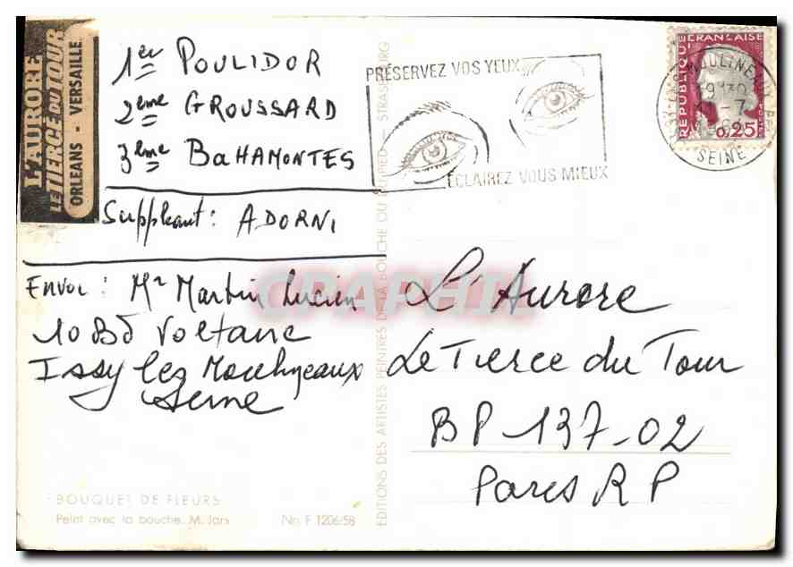 CPM Bouquet de fleurs Peint avec la bouche  — Rückseite
