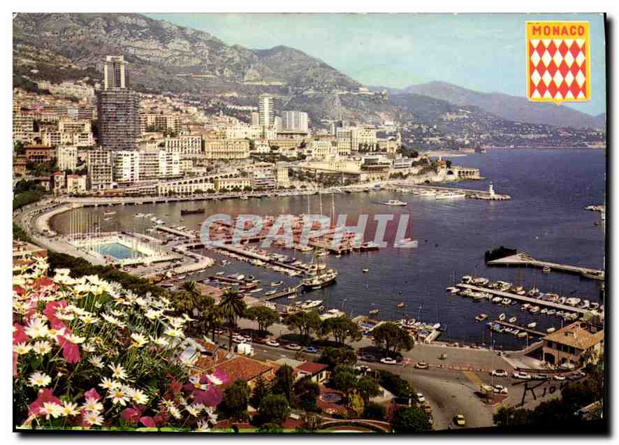 CPM La Cote d'Azur Principaute de Monaco Vue generale sur le Port et Monte Carlo 