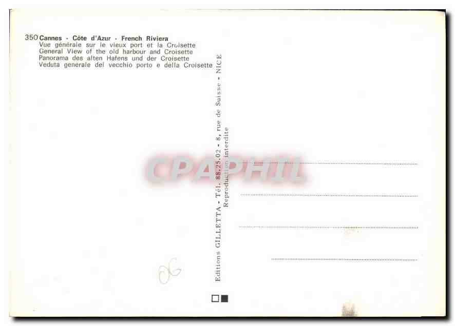 CPM Cannes Cote d'Azur Vue generale sur le vieux port et la Croisette  — Verso
