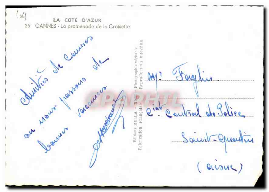 CPM La Cote d'Azur Cannes La Promenade de la Croisette  — Rückseite
