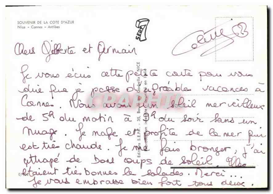 CPM Souvenir de la Cote d'Azur Nice Cannes Antibes  — Rückseite
