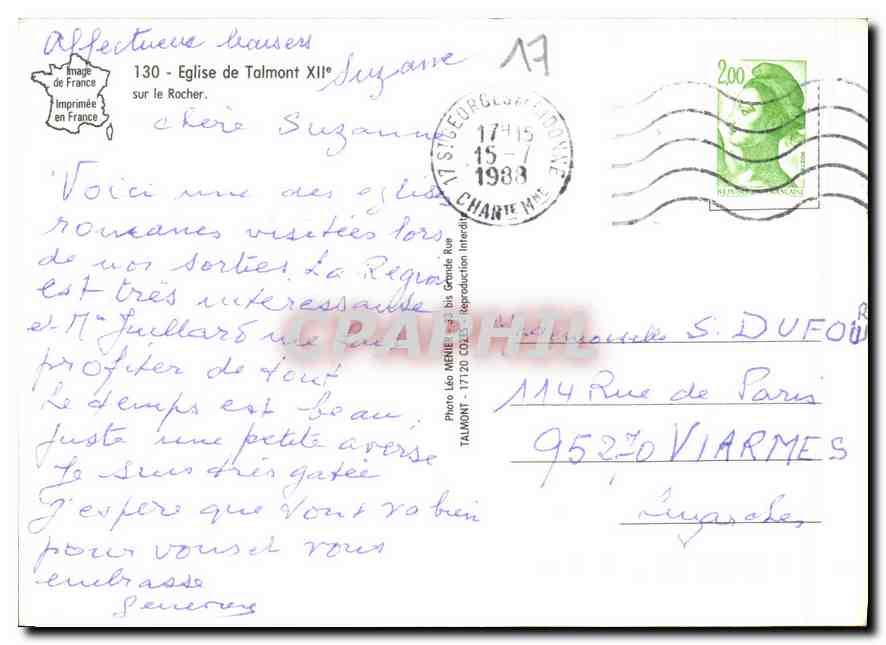 CPM Eglise de Talmont sur le Rocher  — Verso