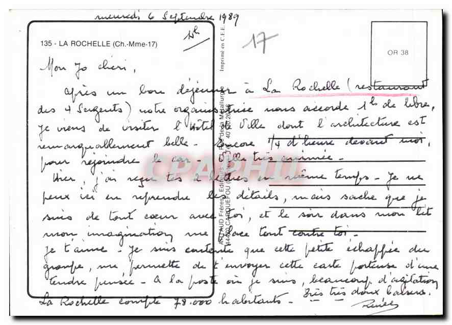 CPM La Rochelle Ch Mme  — Verso