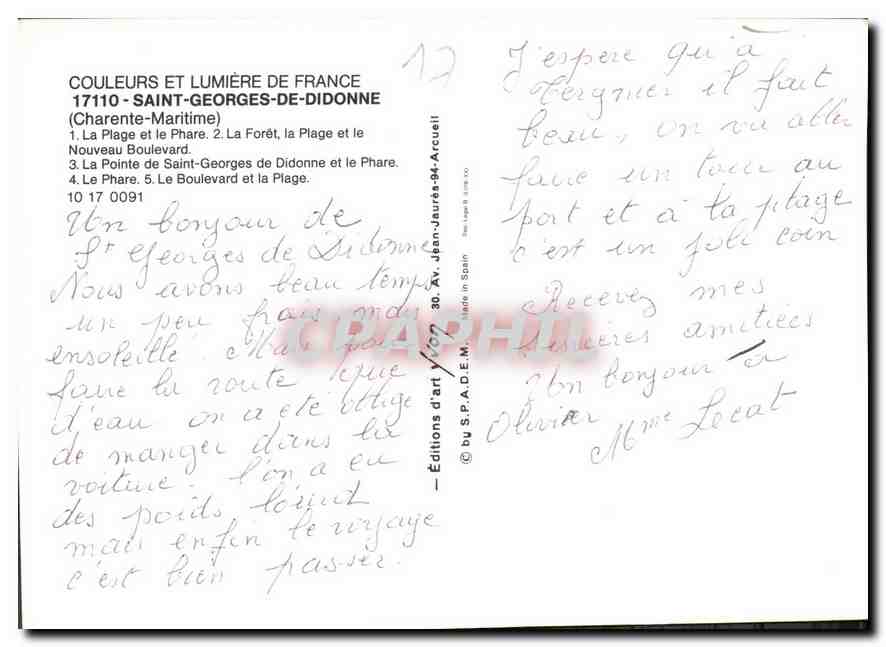 Saint-Georges-de-Didonne — Collage de 5 vues — Éditions S.P.A.D.E.M. — Rückseite