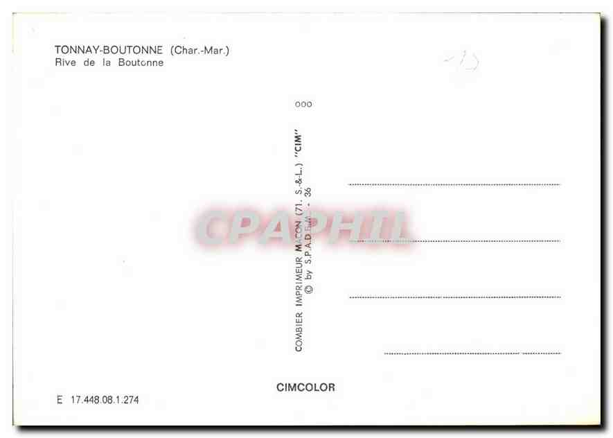 CPM Tonnay Boutonne Char Mar Rive de la Boutonne  — Back