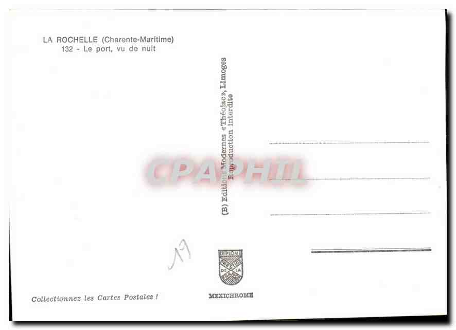 CPM La Rochelle Charente Maritime Le Port vu de nuit  — Verso