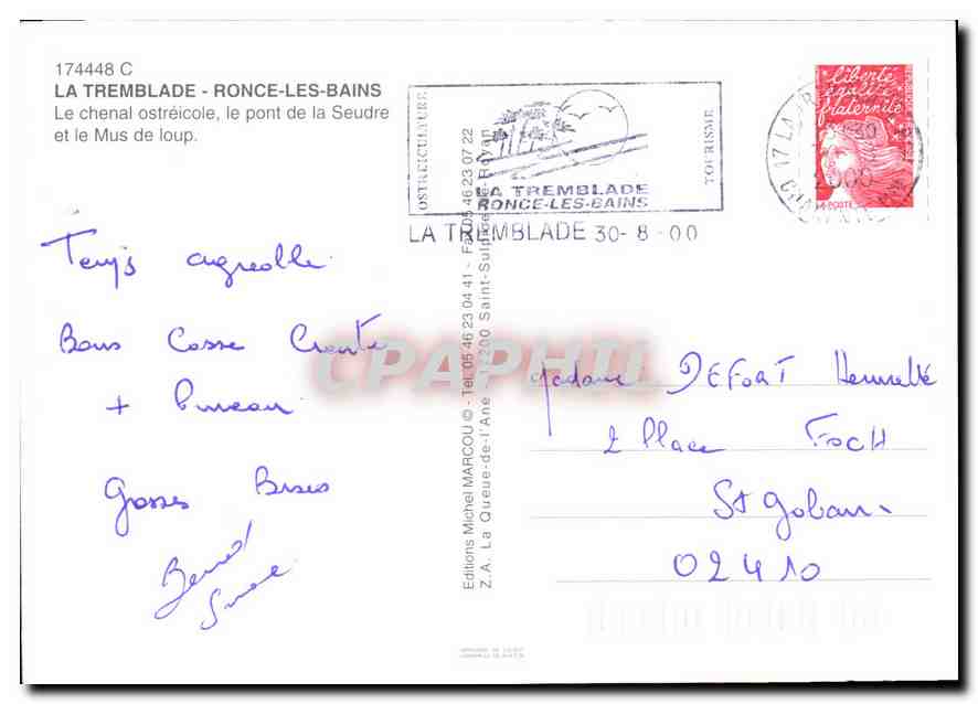 CPM La Tremblade Ronce les Bains Le Chenal ostreicole le pont de la Seudre et le Mus de Loup  — Back