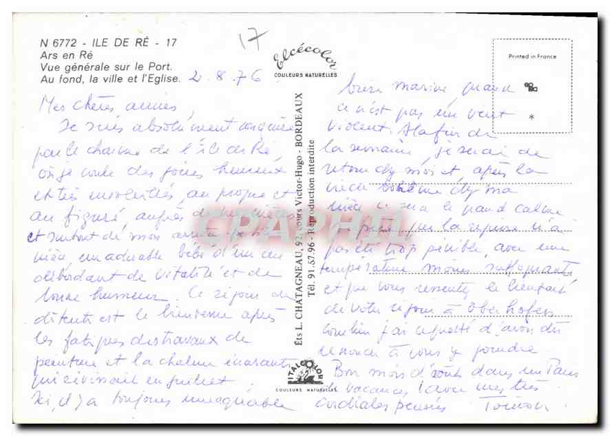 Ars-en-Ré — Vue générale de la ville et de l'église — Élîce — Rückseite