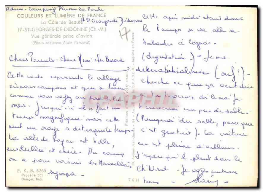 CPM La Cote de Beaute St Georges de Didonne Ch M Vue generale prise d'Avion  — Rückseite