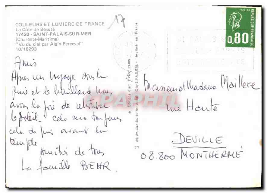 CPM La Cote de Beaute Saint Palais sur Mer Charente Maritime Vu du ciel par Alain Perceval  — Verso