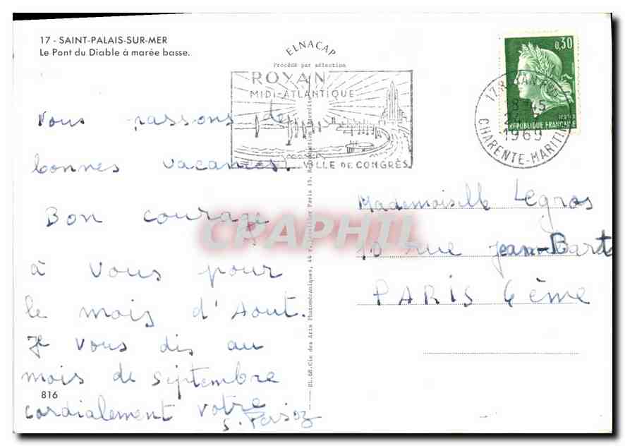 CPM Saint Palais sur Mer Le Pont du Diable a Maree basse  — Verso