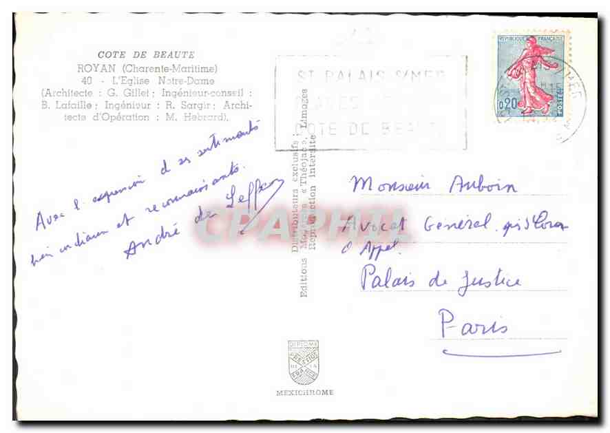 CPM Cote de Beaute Royan Charente Maritime L'Eglise Notre Dame  — Back