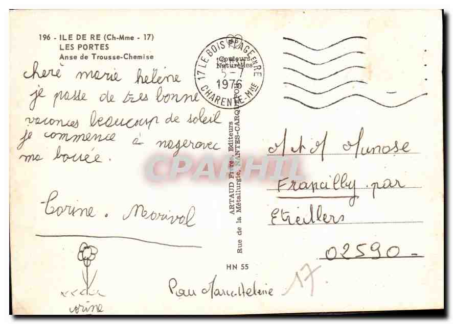 CPM Ile De Re Ch Mme Les Portes Anse de Trousse Chemise Bateau — Back