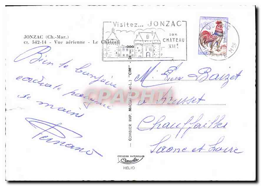 CPM Jonzac Ch Mar Vue aerienne Le Chateau  — Back