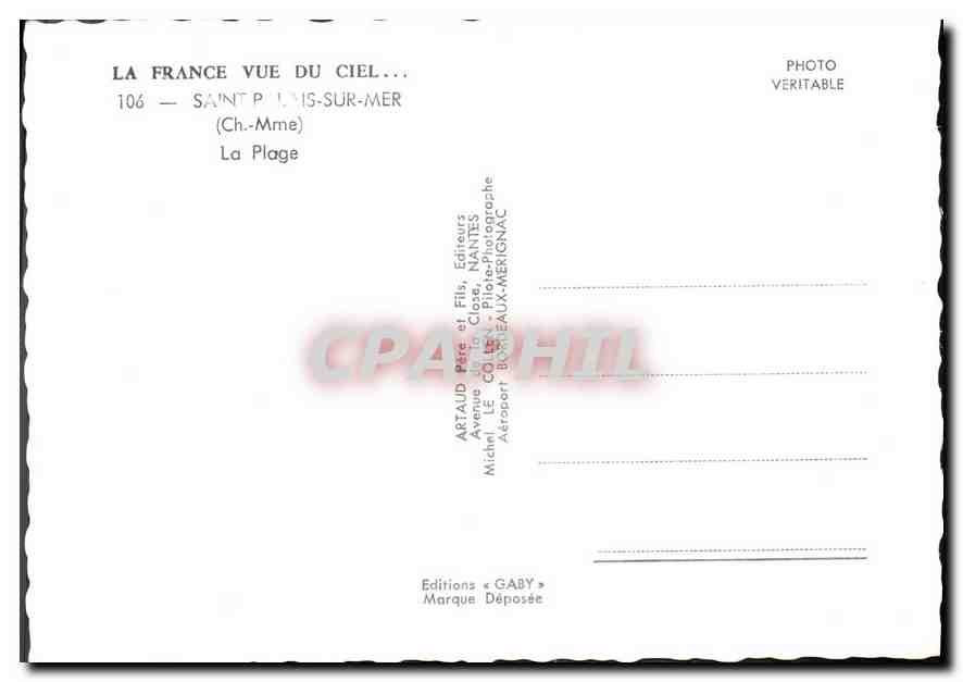 Saint-Père-sur-Mer — La Plage — APTAUD père et fils, Nantes — Verso