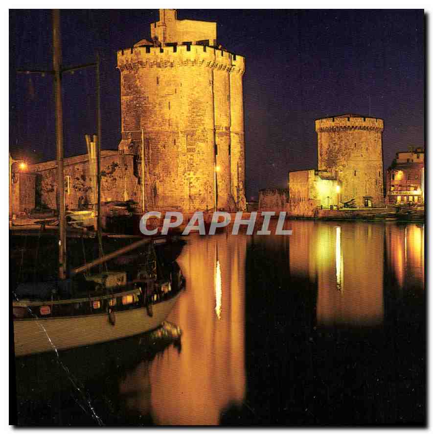 La Rochelle — Effet de nuit sur le port et les tours — Artaud Frères