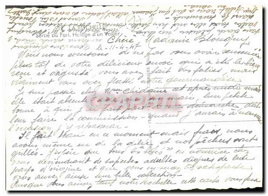 CPM La Rochelle Sortie du Port Holage d'un Voillier  — Verso