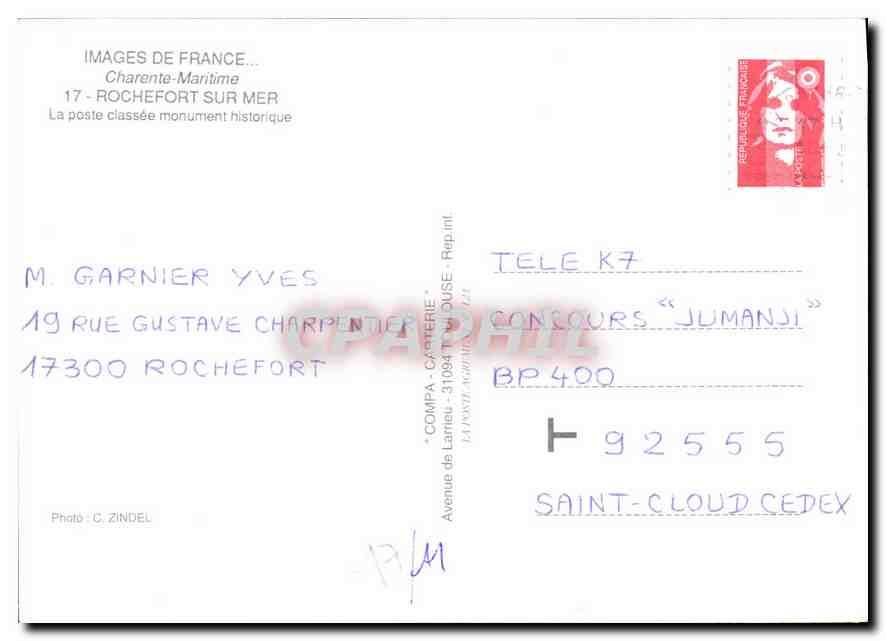 CPM Charente Maritime Rochefort Sur Mer  — Rückseite