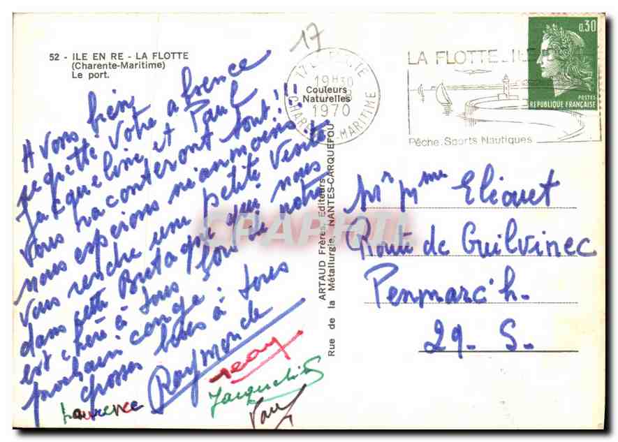 Port of La Flotte — Isle of Oléron — Publisher Artaud Frères — Back
