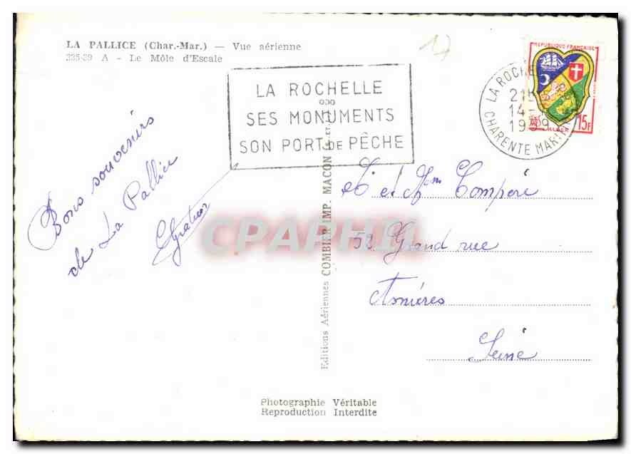CPM La Pallice Vue aerienne Le Mole Escale  — Rückseite