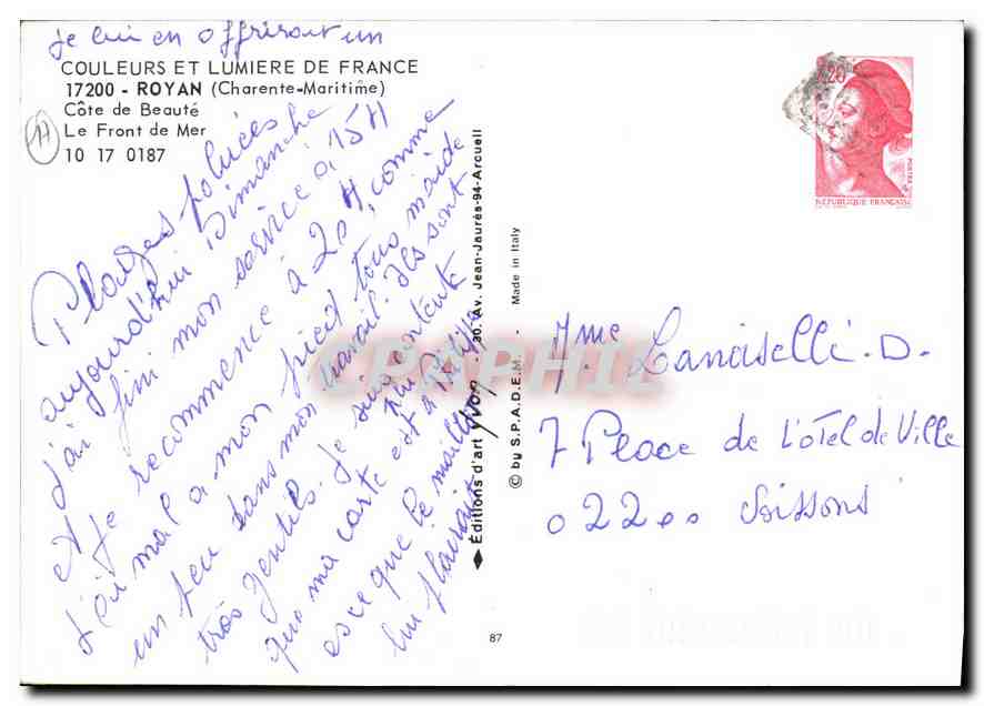 CPM Couleurs et Lumiere de France Royan Charente Maritime Cote de Beaute Le Front de Beaute  — Back