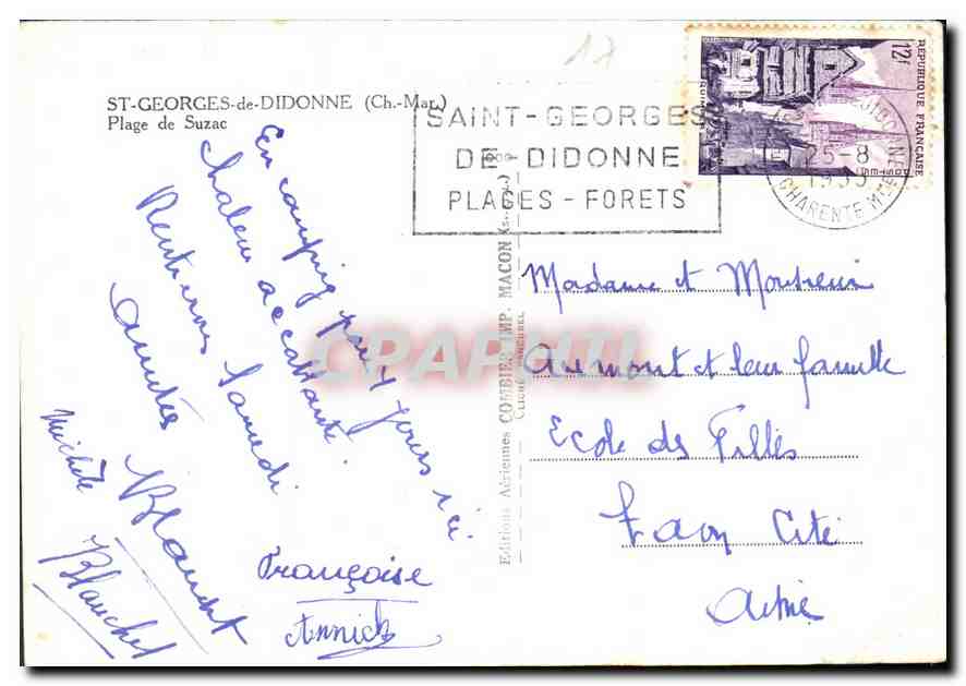 CPM St Georges de Didonne Plage de Suzac  — Rückseite