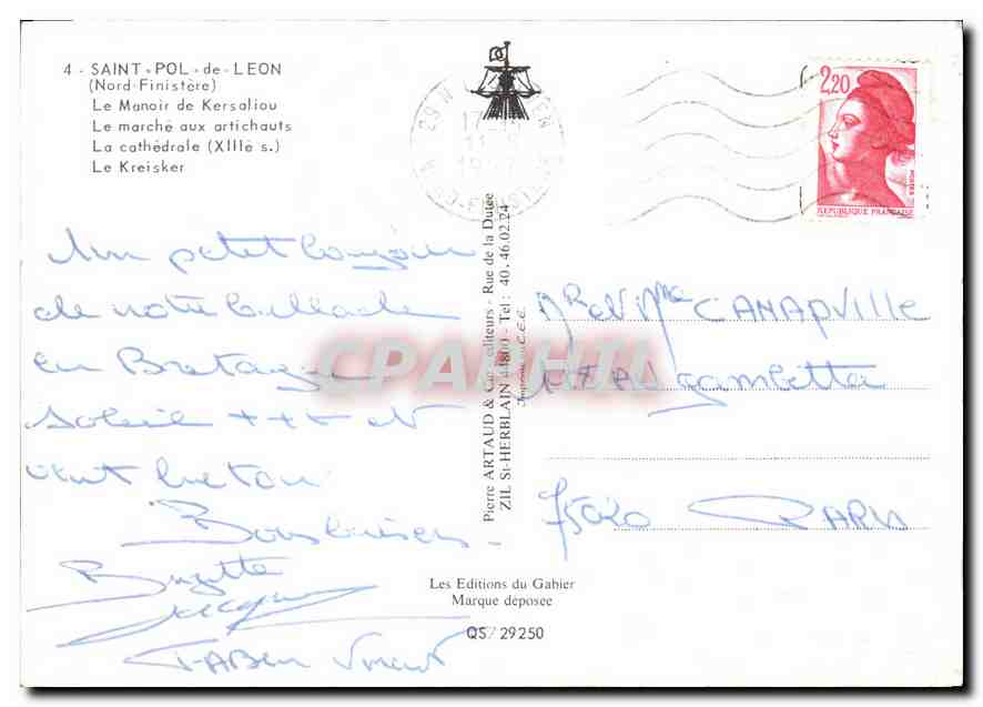 CPM Saint Paul de Leon Nord Finistere  — Rückseite