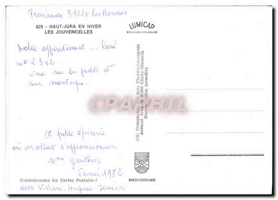 Hôtel Les Jouvençelles — Premianon, Haute-Savoie — éditeur IRIS — Back