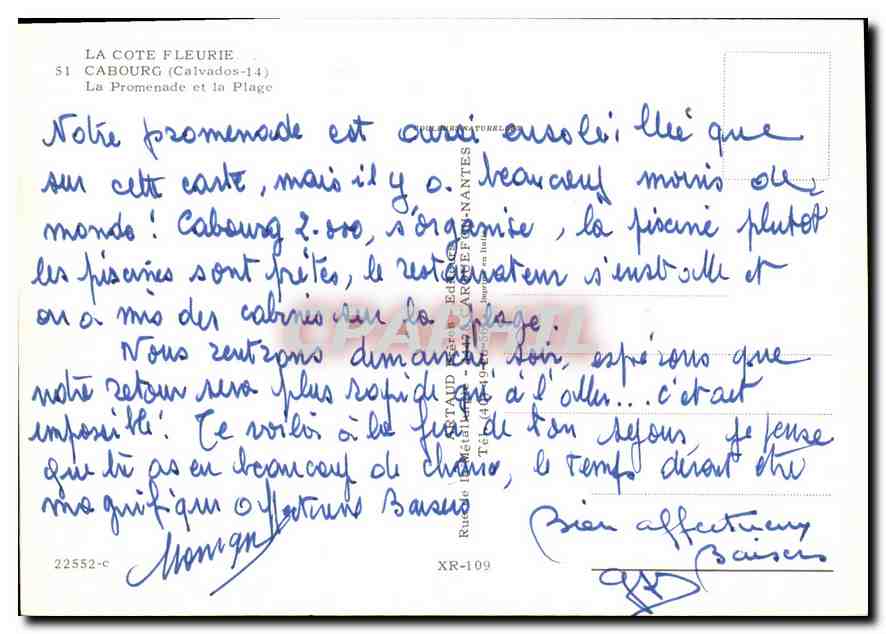 Cabourg — La Promenade et la Plage — Éditeur : ARTEFF-NANTES — Rückseite