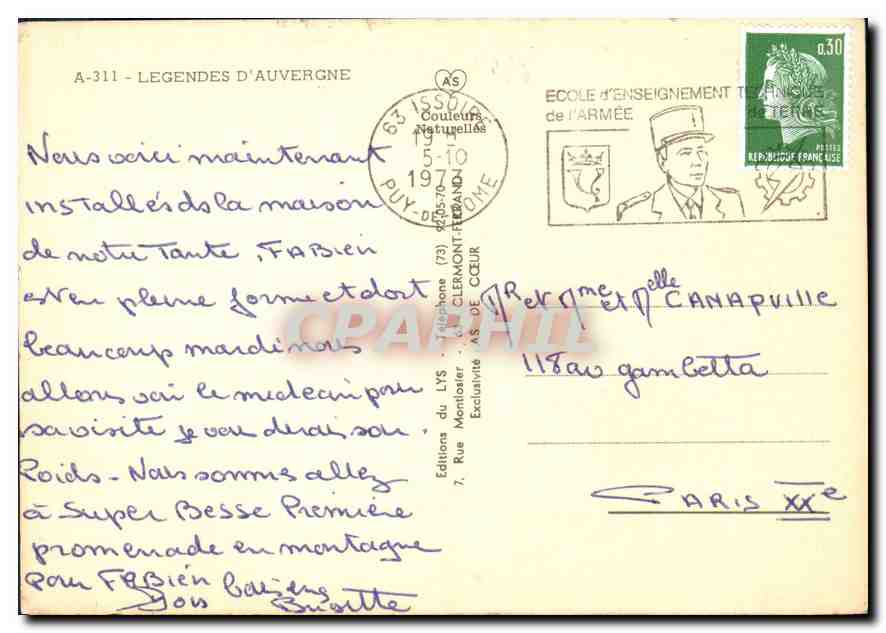 Vercingétorix et légendes d'Auvergne — Éditions AS, n° A-311 — Verso