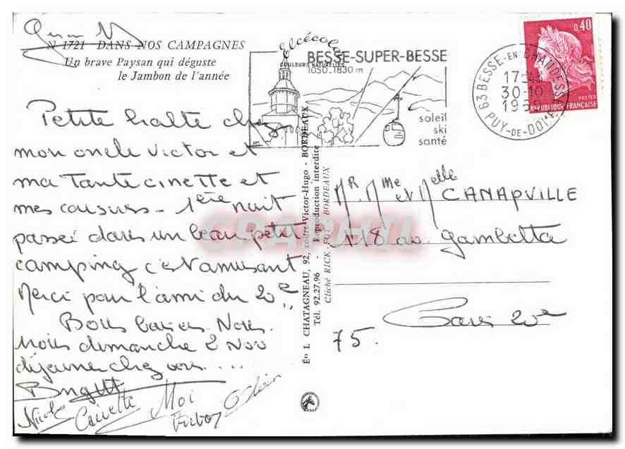 CPM Dans nos Campagnes Un brave Paysan qui degustee le Jambon de l'annee  — Back