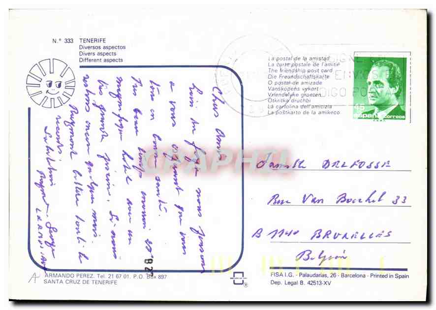CPM Puerto de la Cruz Tenerife  — Verso