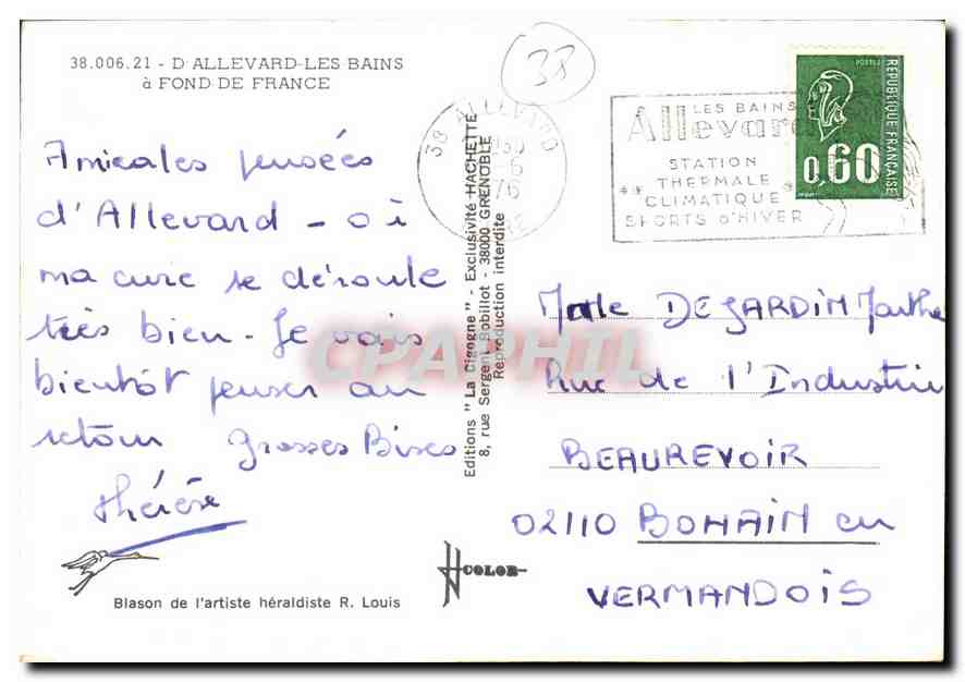 CPM D'Allevard les Bains Fond de France  — Rückseite