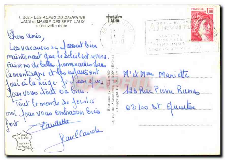 Les Sept Laux — Montagnes et route — Éditions J. Cellard — Verso