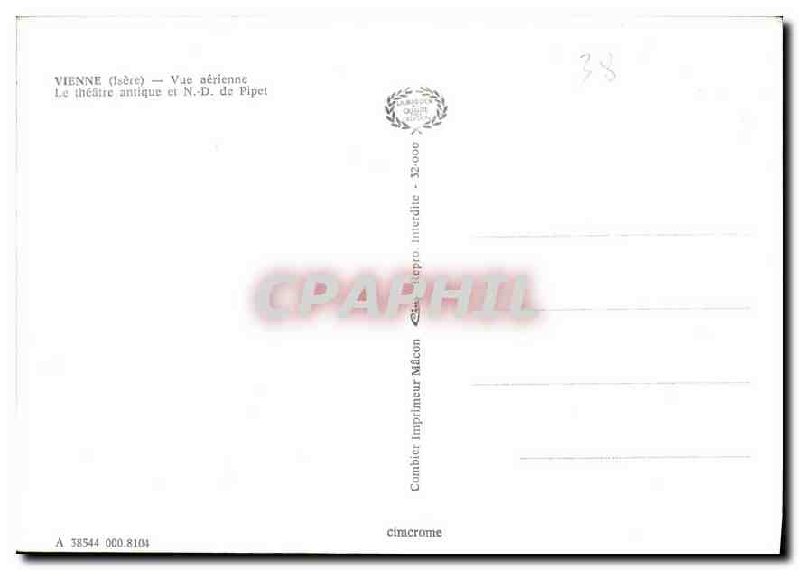 CPM Vienne Vue Aerienne Le theatre antique et ND de Pipet  — Back